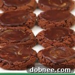 Chocolate Mint Puddles cookies with melted green mint centers