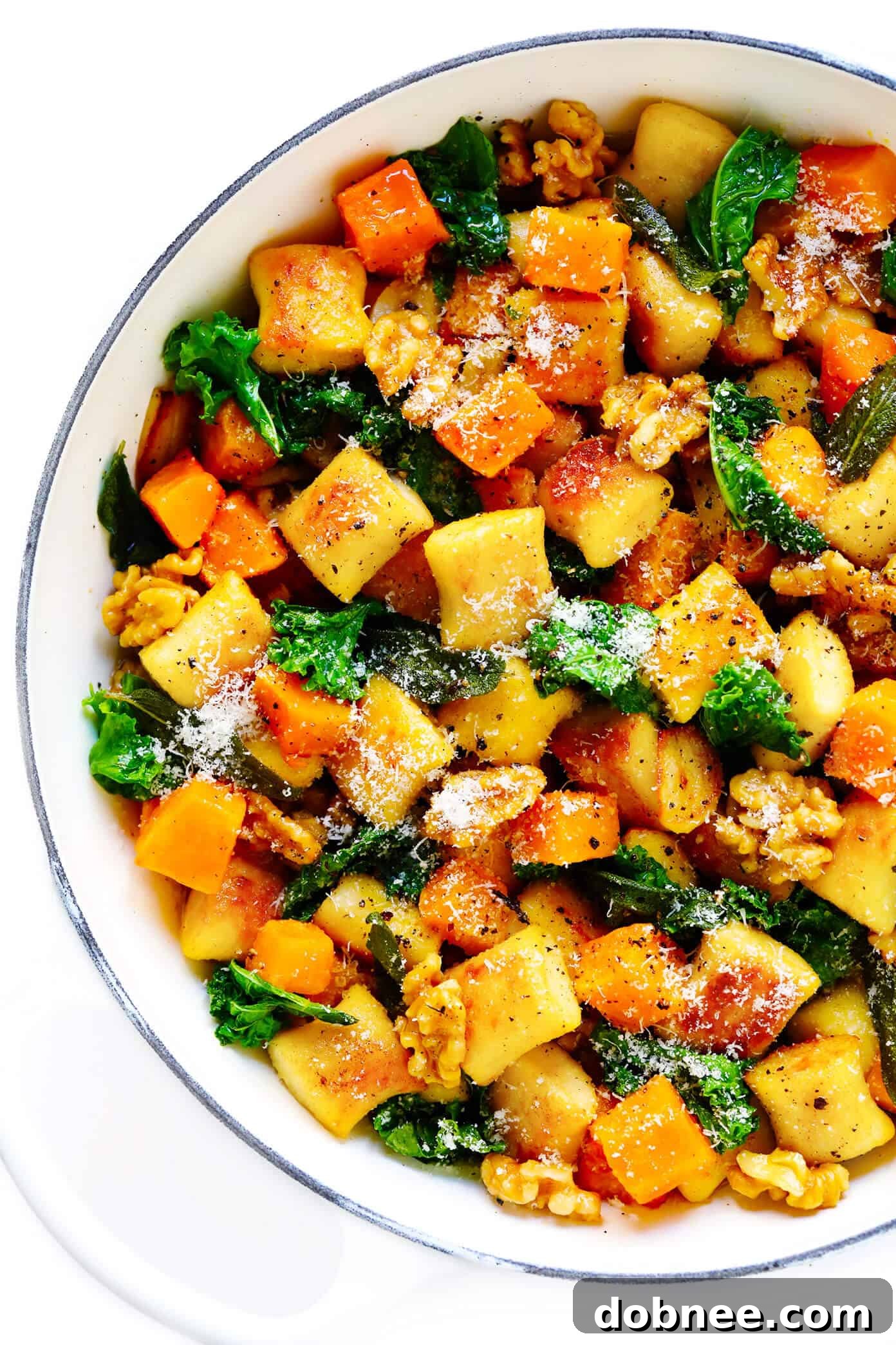 Gnocchi with Butternut Squash, Kale, Parmesan and Sage Brown Butter Sauce