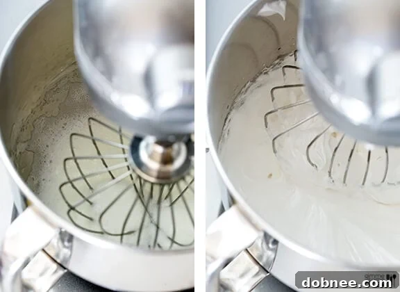 Close-up of a bowl filled with mini semisweet chocolate chips, highlighting their perfect size for meringue cookies.