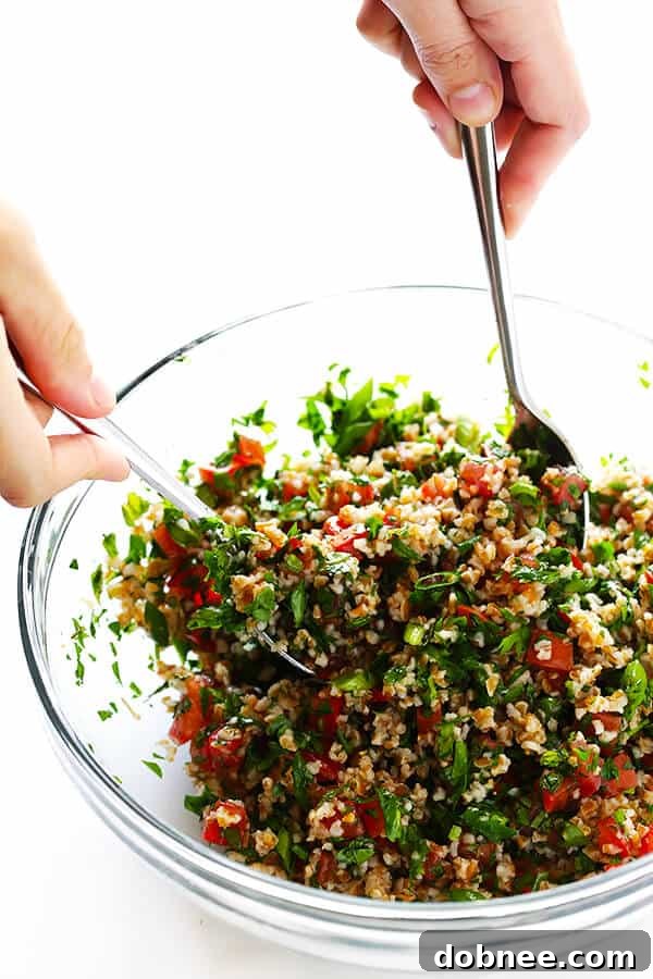 This classic tabbouleh recipe is easy to make with tons of fresh herbs, lemon and bulgur, and it always tastes SO refreshing! | gimmesomeoven.com