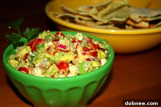 Vibrant Feta and Avocado Salsa with Crispy Pita Chips