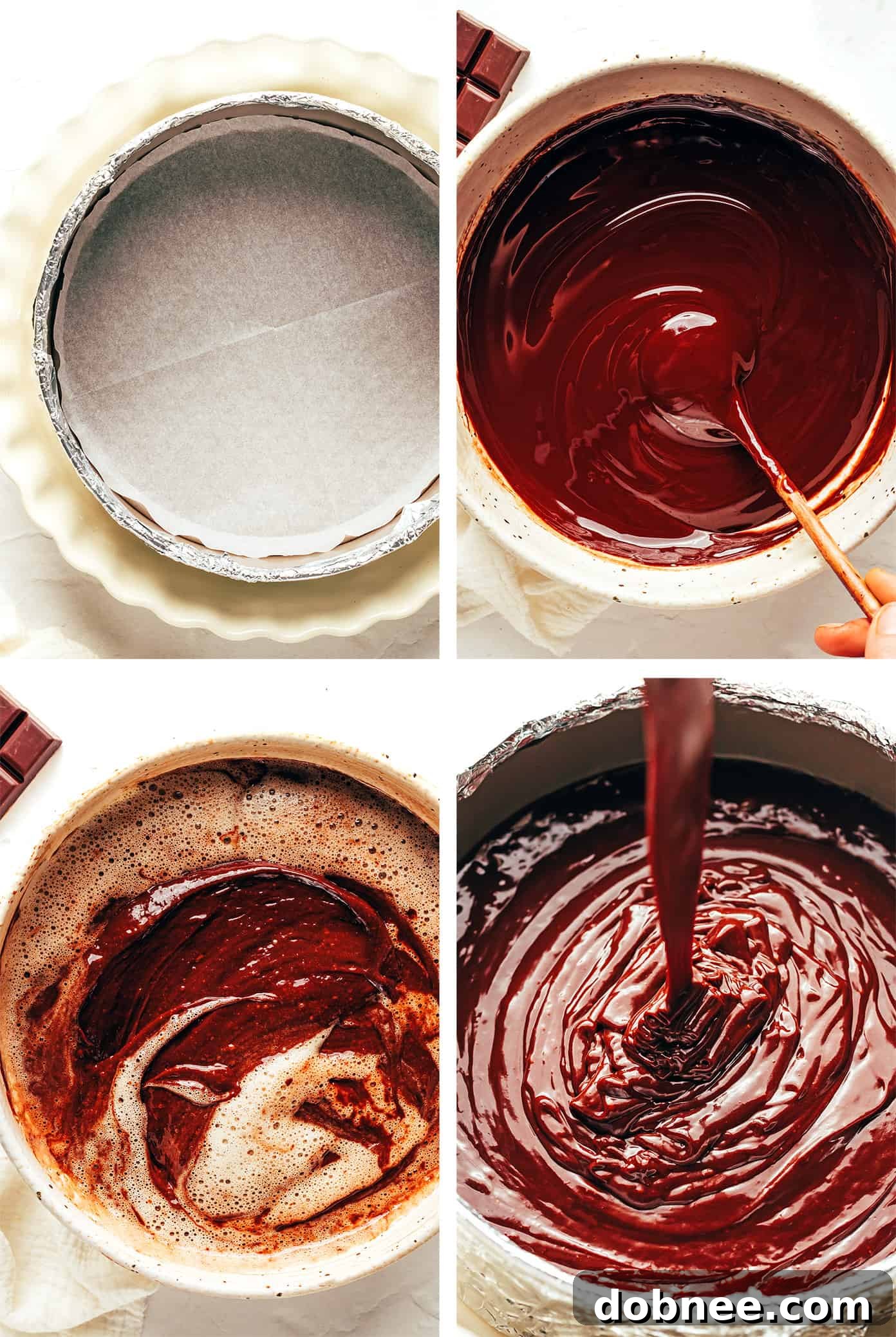 A baked Flourless Chocolate Cake cooling on a wire rack.