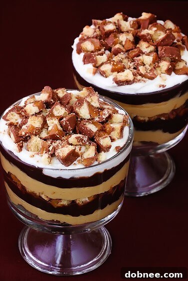 Twix Trifles close-up in a glass