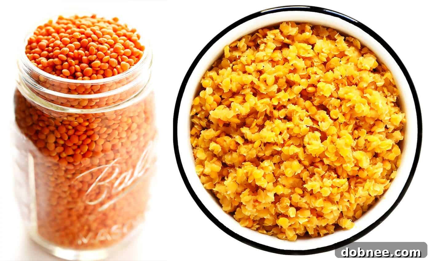 How To Cook Red Lentils - Showing soft, broken-down texture