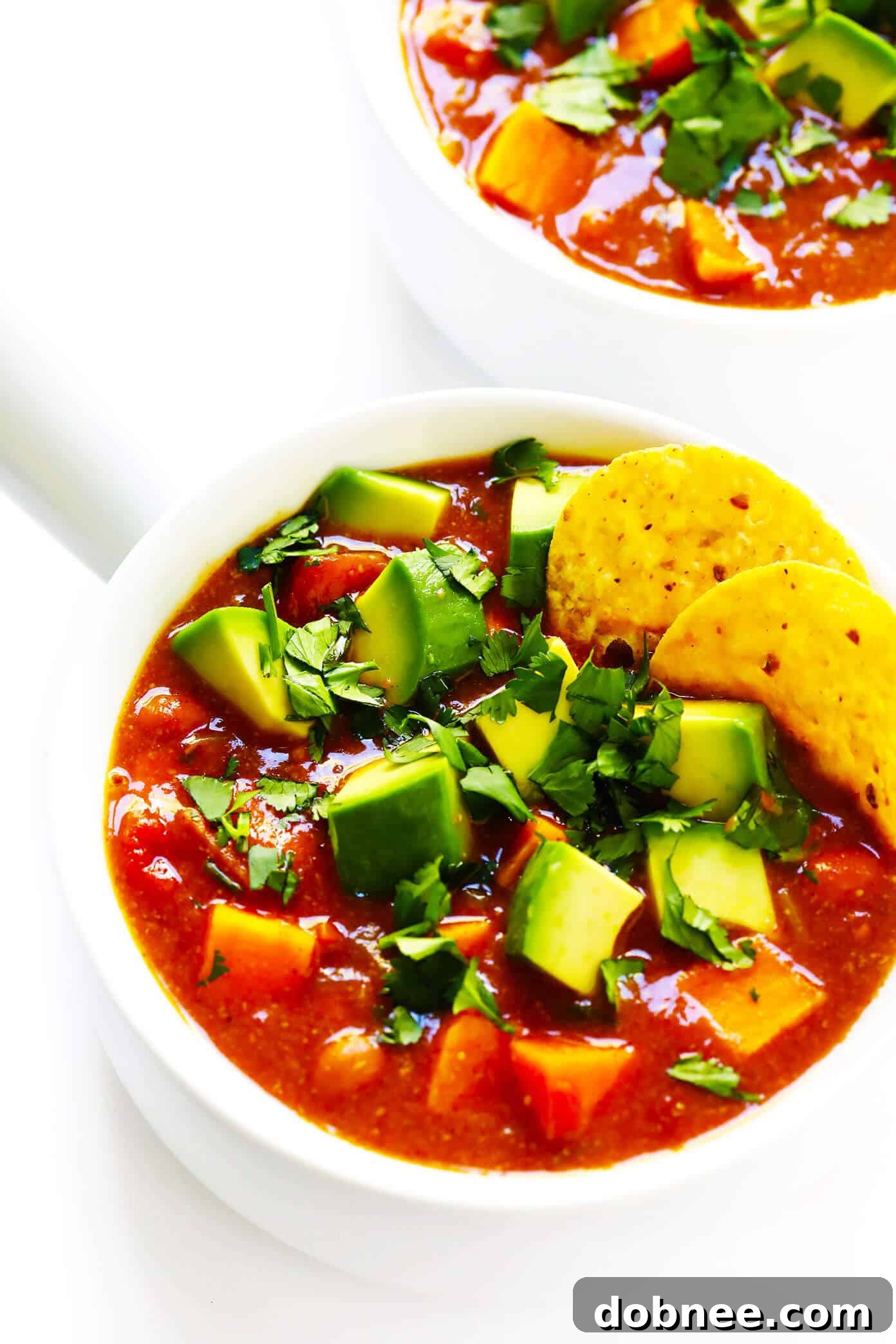 Delicious Vegetarian Sweet Potato Enchilada Soup