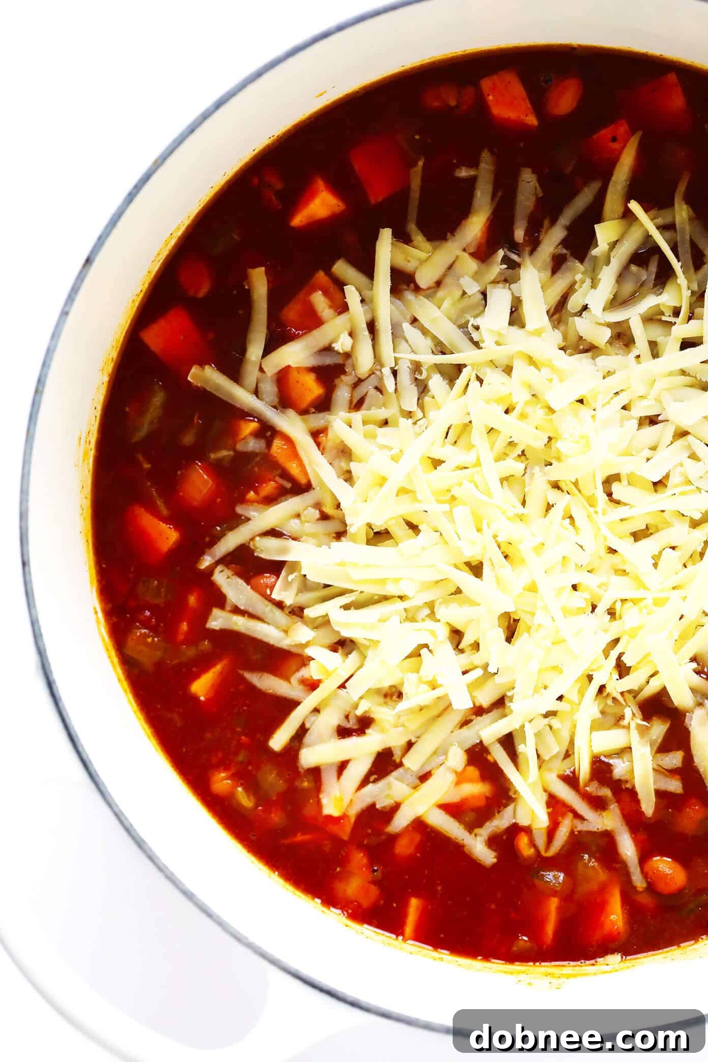Cheesy Vegetarian Sweet Potato Enchilada Soup