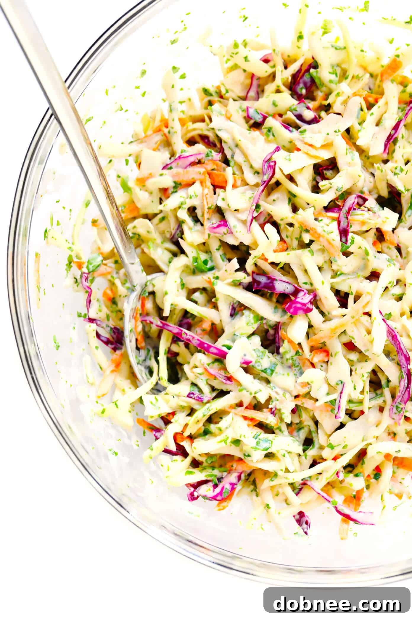 Fresh and creamy cilantro lime slaw, a perfect topping for shrimp tacos! #slaw #cilantrolime #tacoingredients Vibrant Cilantro Lime Slaw for Shrimp Tacos