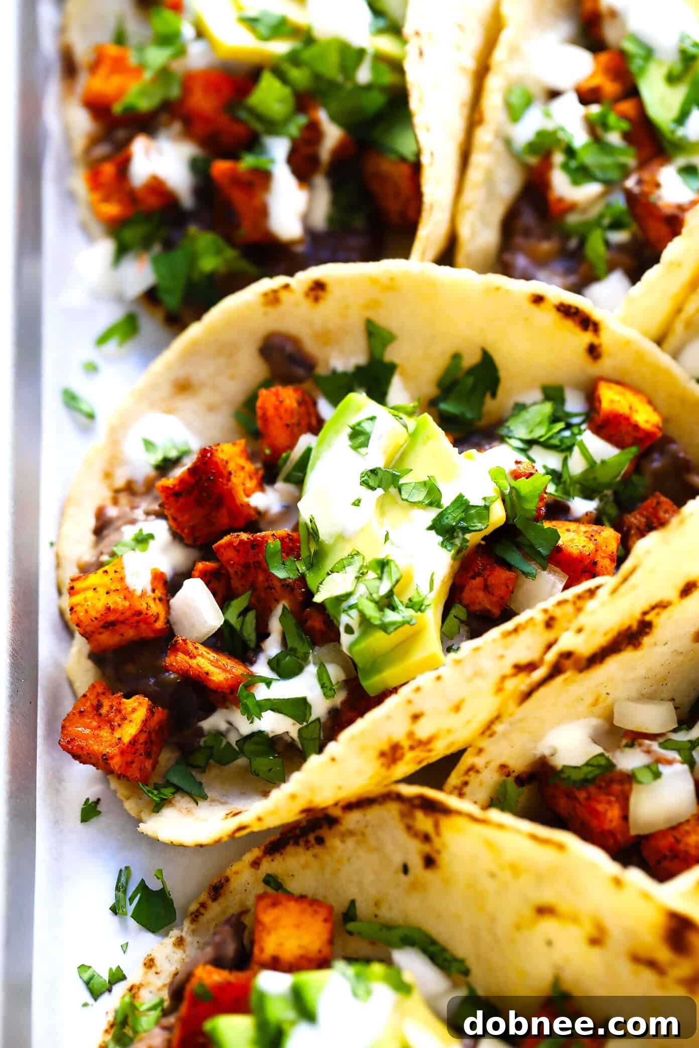 Sweet Potato and Black Bean Tacos with Fresh Toppings