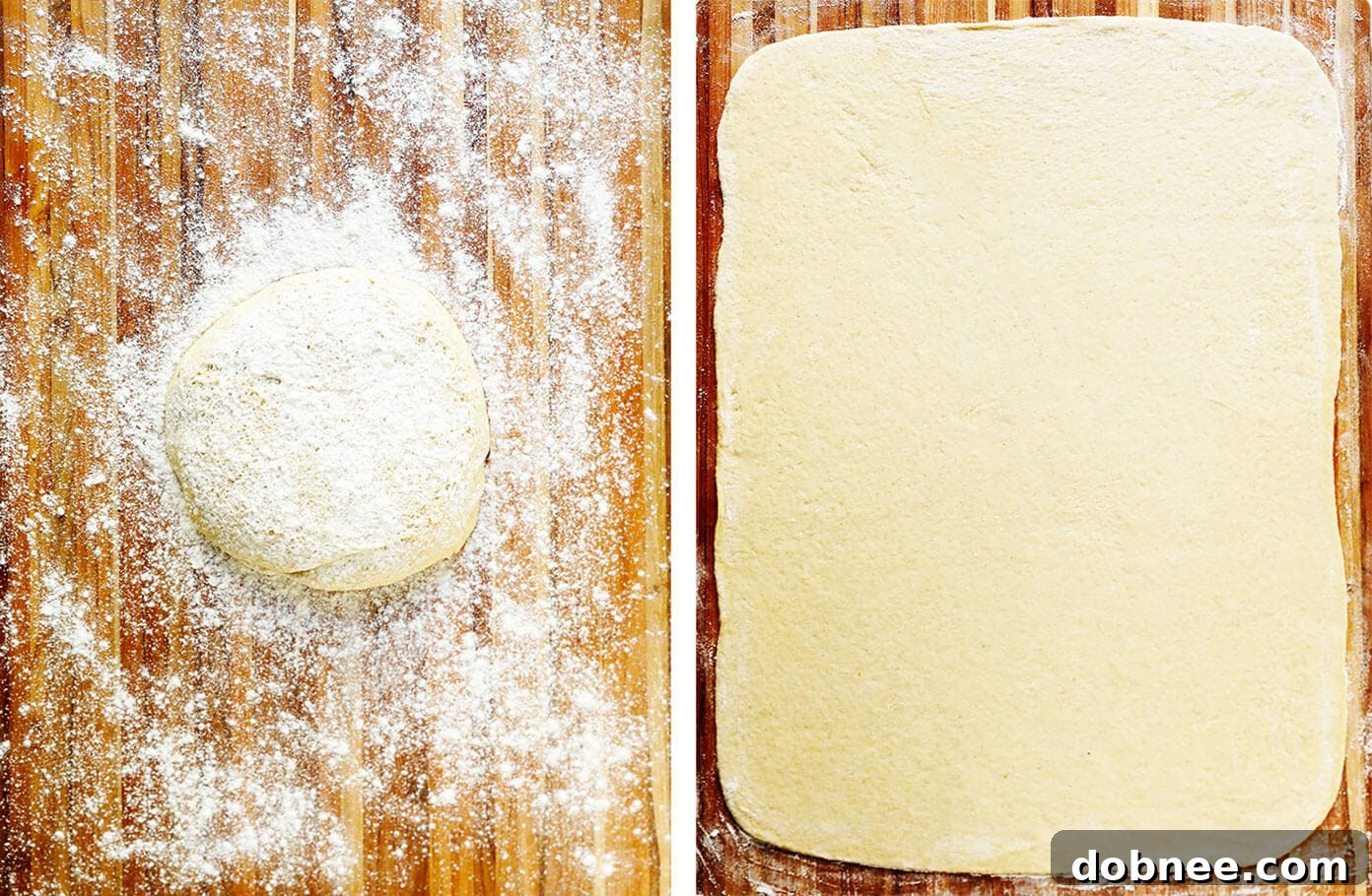 Step-by-step image showing the kneading process for Swedish cinnamon bun dough, achieving a smooth and elastic texture.