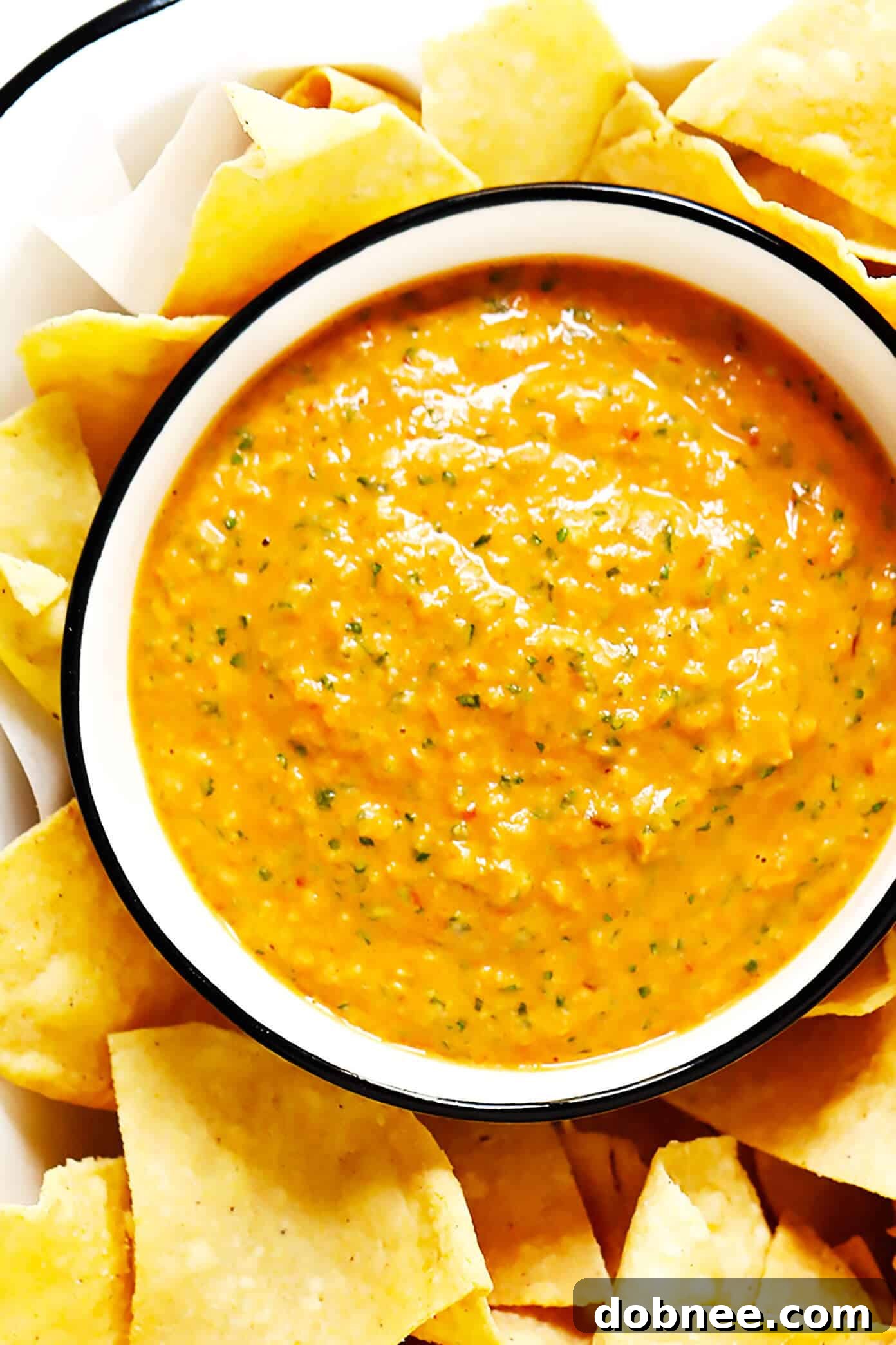 Chipotle Peanut Salsa in a bowl with tortilla chips