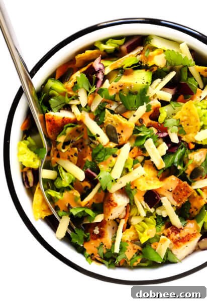 Chipotle Cheddar Chopped Salad served in a bowl
