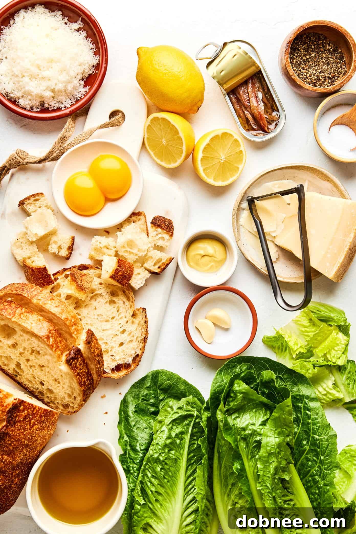 Close-up of fresh Romaine lettuce, ready for Caesar salad.