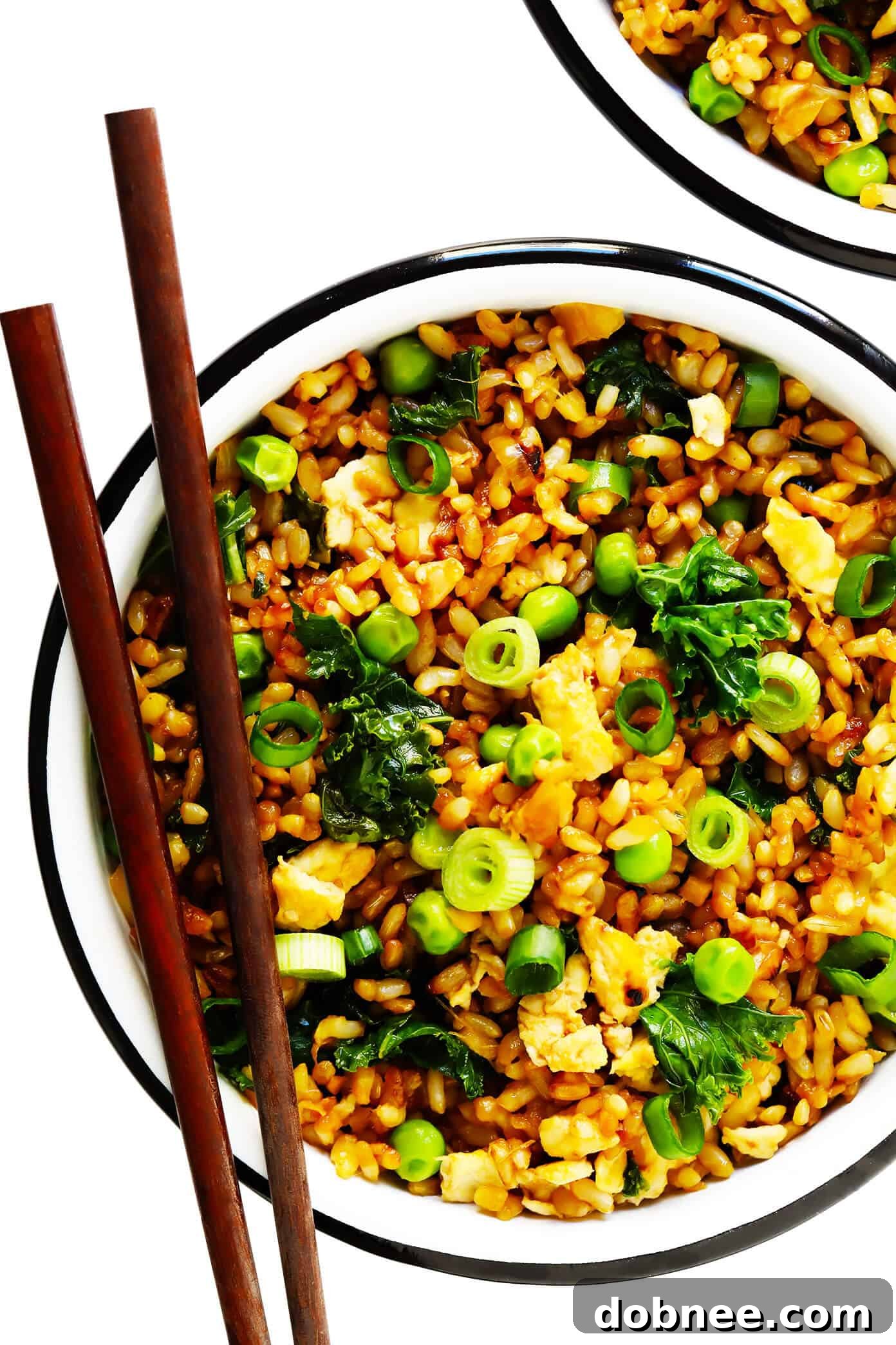Crispy Ginger Kale Fried Rice with Brown Rice