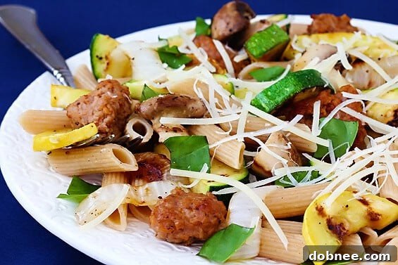 Sausage and Zucchini Pasta in a bowl.