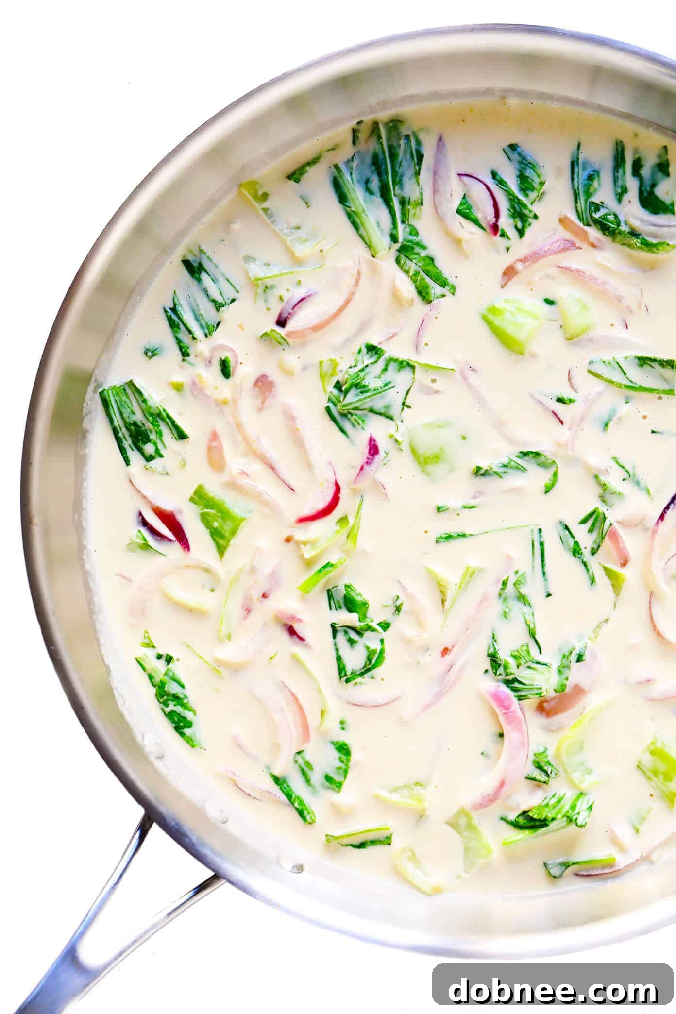 Green Curry Sauce with Bok Choy and Red Onions