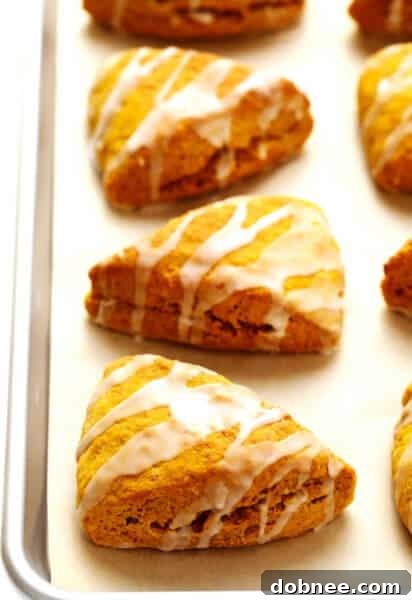 Pumpkin Scones with Vanilla Glaze