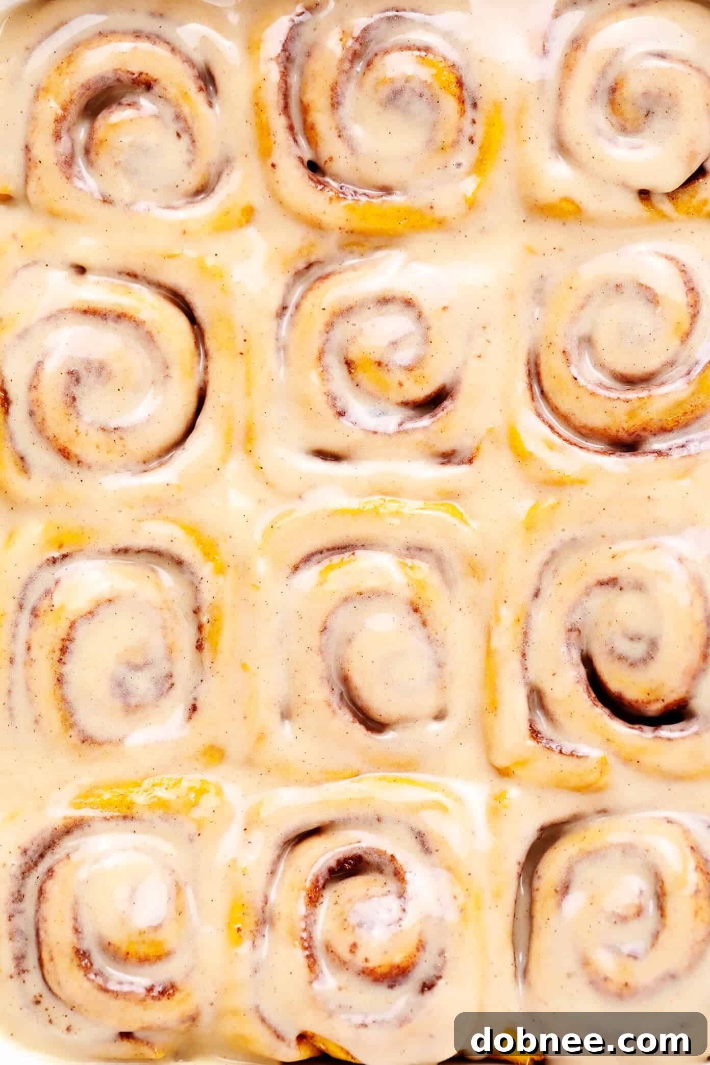 Pumpkin Cinnamon Rolls Closeup with Frosting