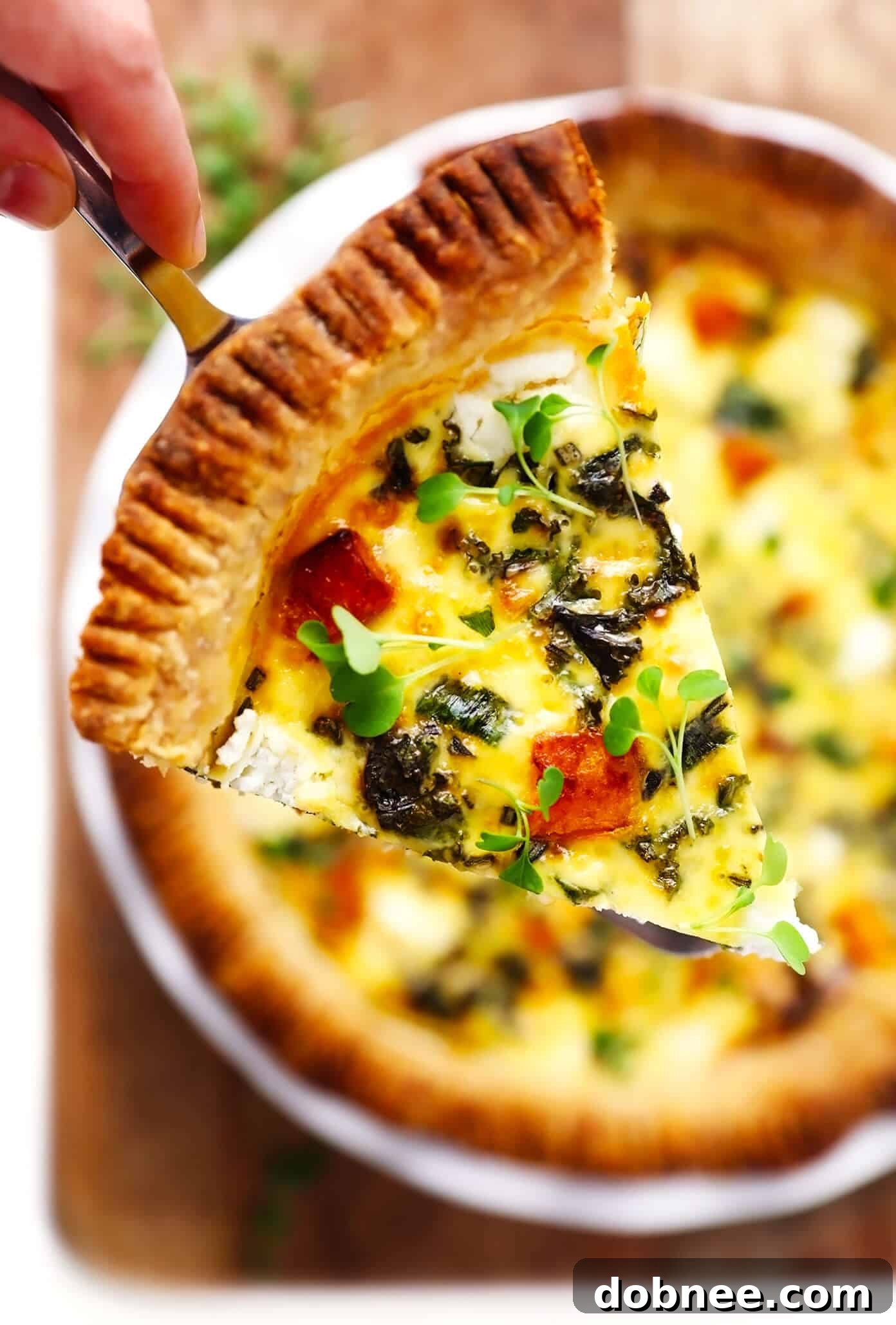 Slice of Butternut Squash Quiche