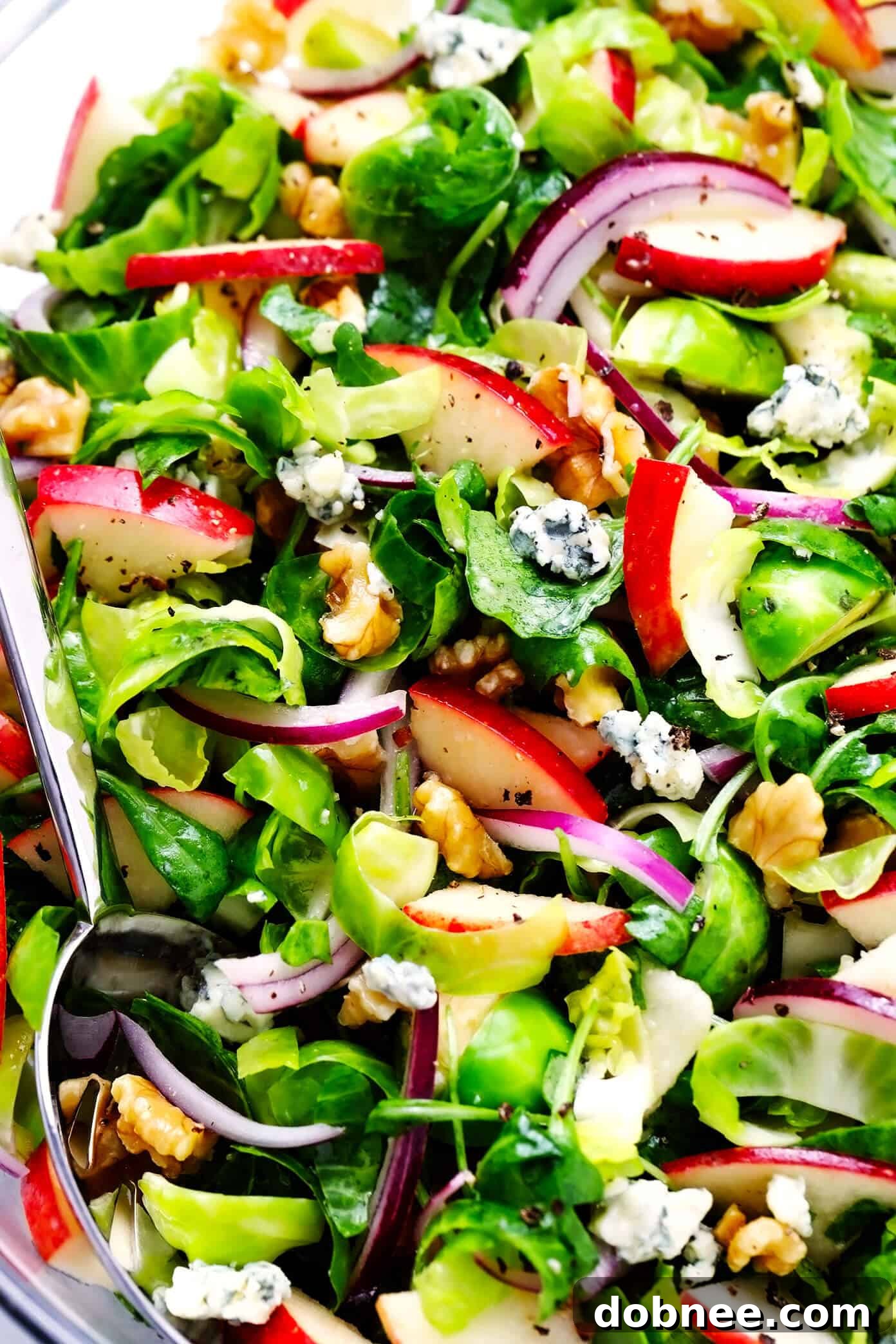 Apple Brussels Sprouts Salad Closeup