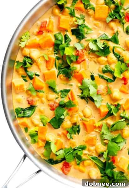 Sweet Potato Chickpea Coconut Curry in Saute Pan