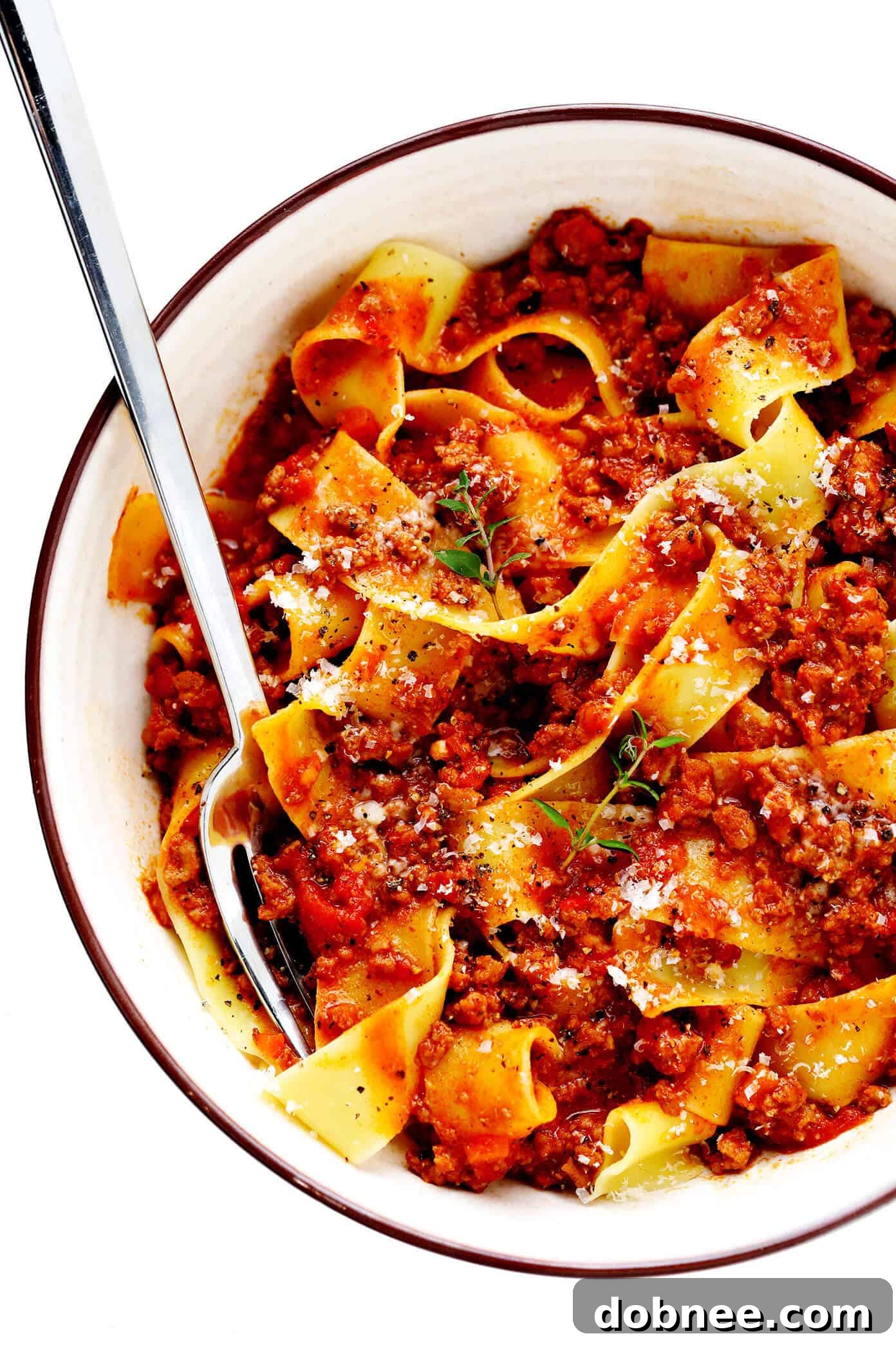 Pasta Bolognese Recipe with Pappardelle In Bowl