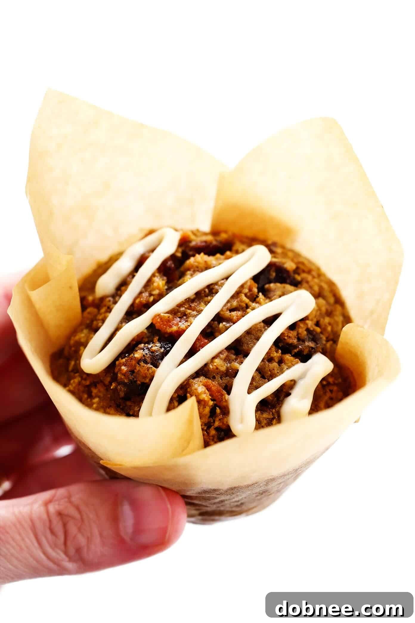 Single Carrot Muffin with Cream Cheese Drizzle