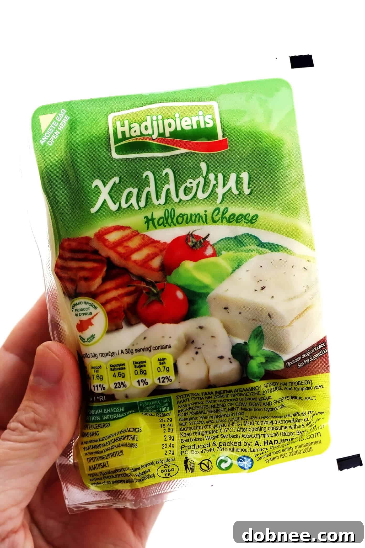 Hadjipieris Halloumi Cheese - A block of Cypriot halloumi cheese, perfect for grilling.