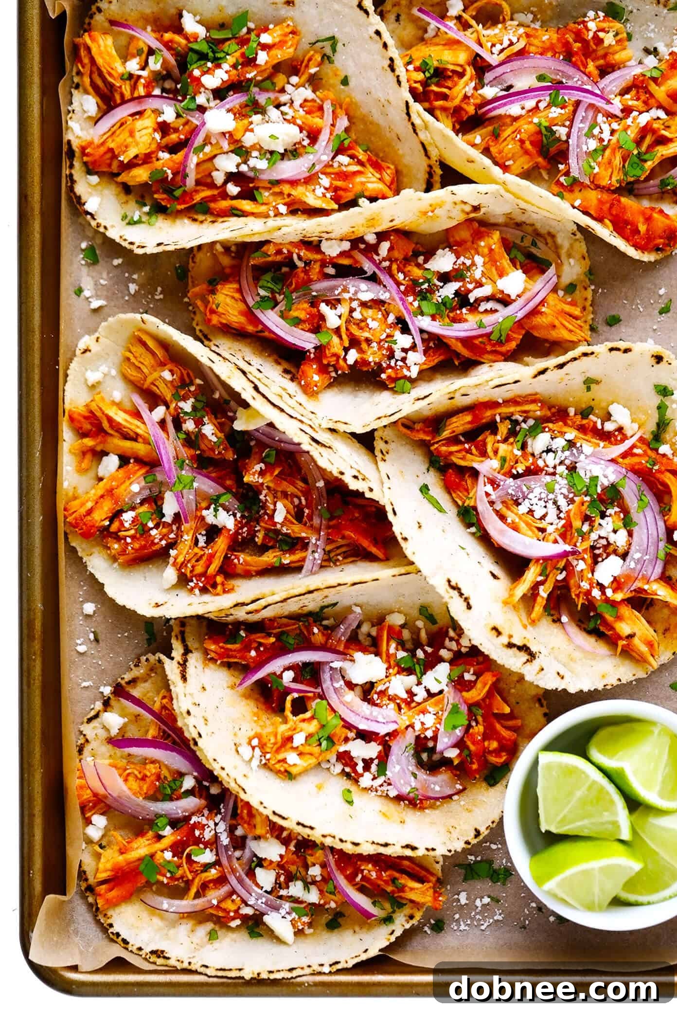 Chicken Tinga Tacos Recipe with smoky chipotle chicken and fresh toppings