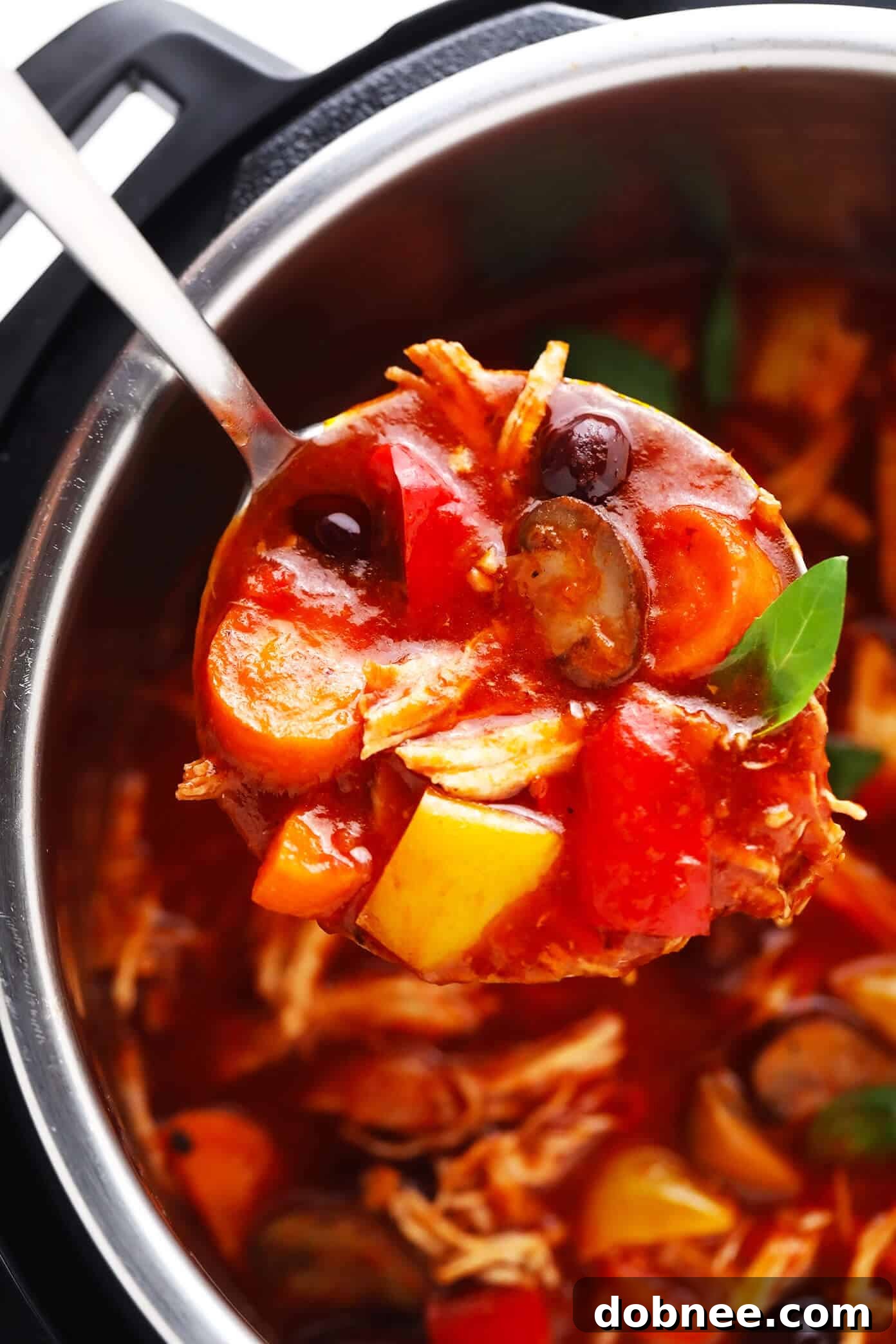 Instant Pot Chicken Cacciatore simmering perfectly