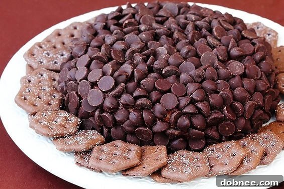 Nutella Cheeseball | gimmesomeoven.com Served Nutella Cheeseball with an assortment of crackers and fruits on a white plate.