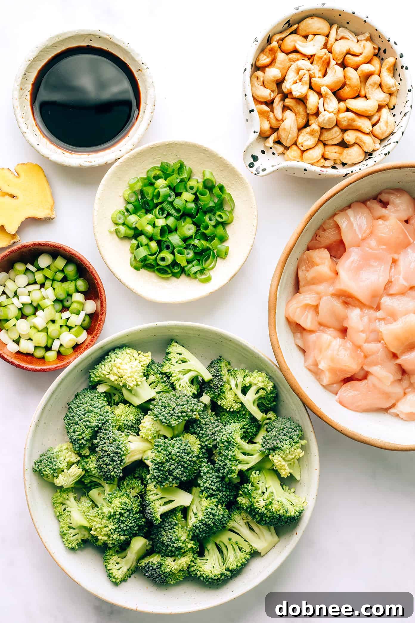 Cashew Chicken and Broccoli Stir-Fry ready to be served