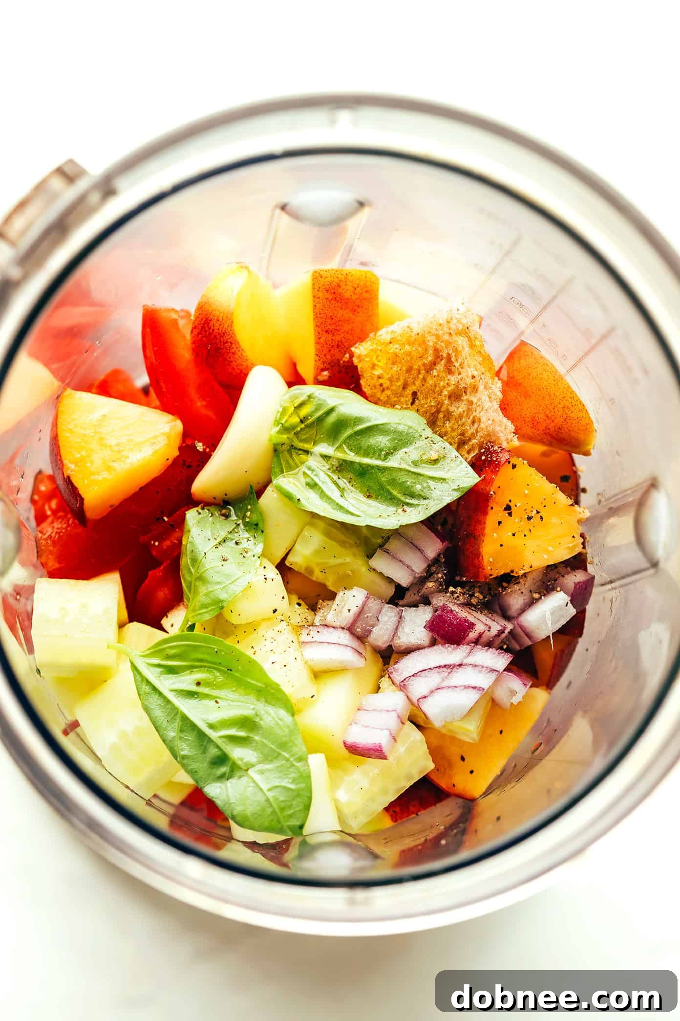 Peach Gazpacho Ingredients in Blender