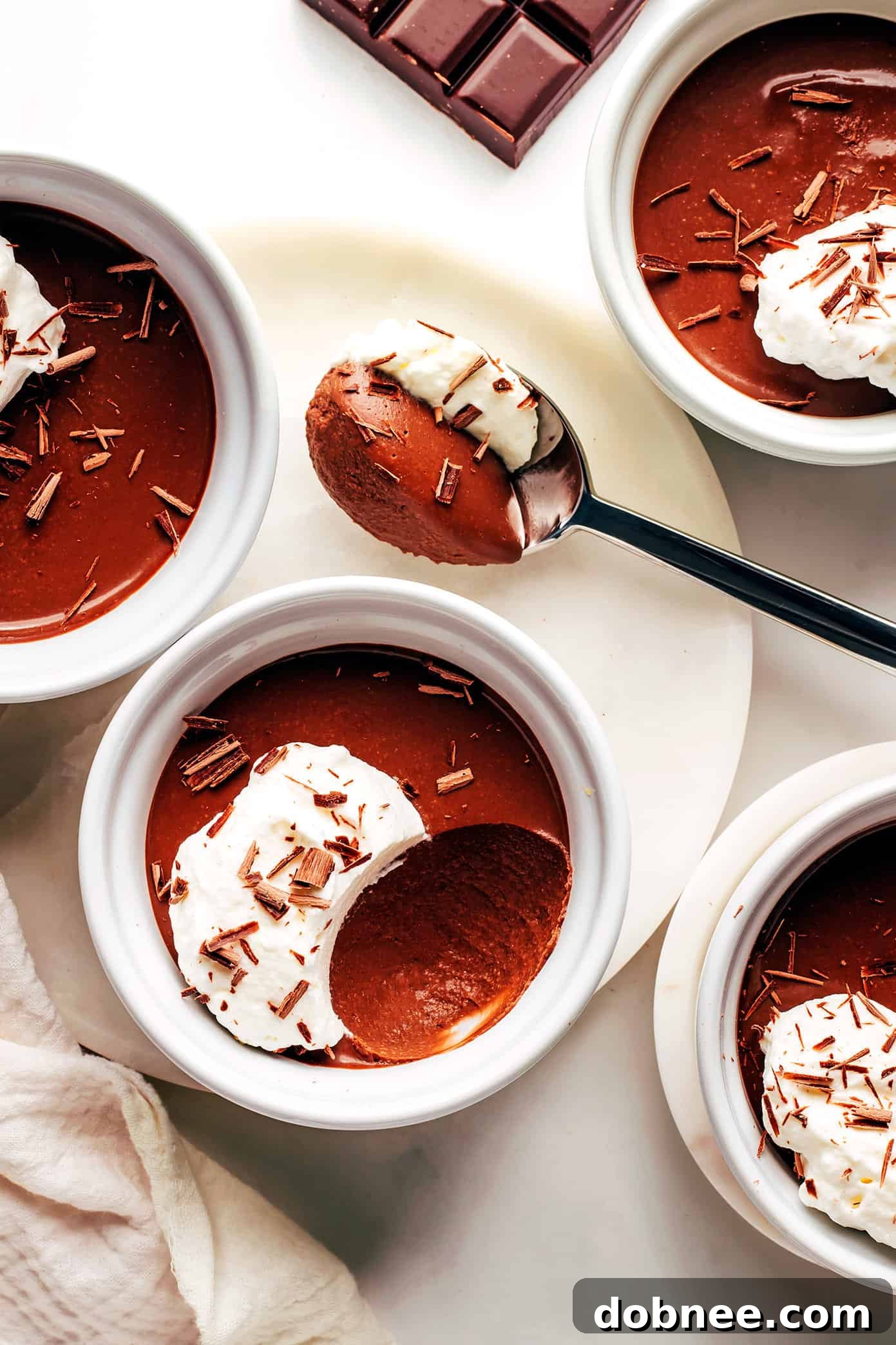 Effortless Silky Chocolate Pots 2 Easy Chocolate Pots de Crème, a silky-smooth no-bake chocolate custard topped with amaretto whipped cream. Gluten-free and perfect for entertaining.