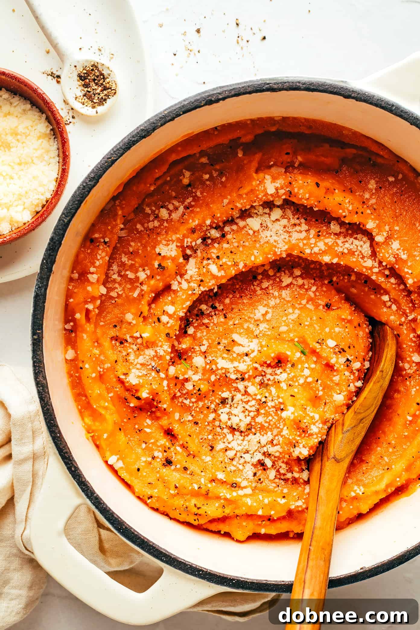 Garlic Parmesan Mashed Sweet Potatoes