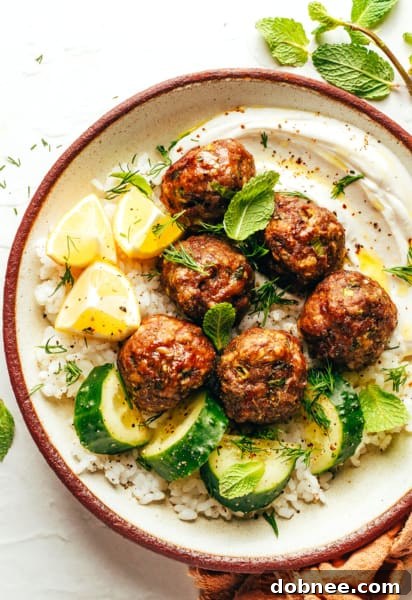 Greek Meatballs with tahini yogurt sauce