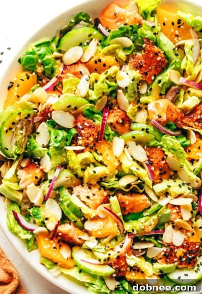 Orange Salmon Salad with Ginger Hot Honey Vinaigrette
