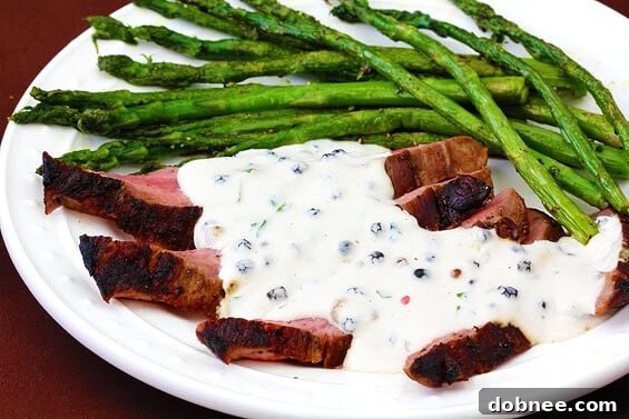 Flank Steak with Peppercorn Cream Sauce, a reader favorite