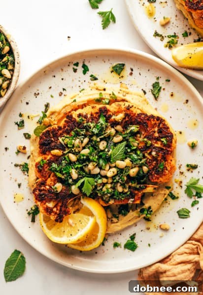 Cauliflower Steaks with Hummus and Gremolata