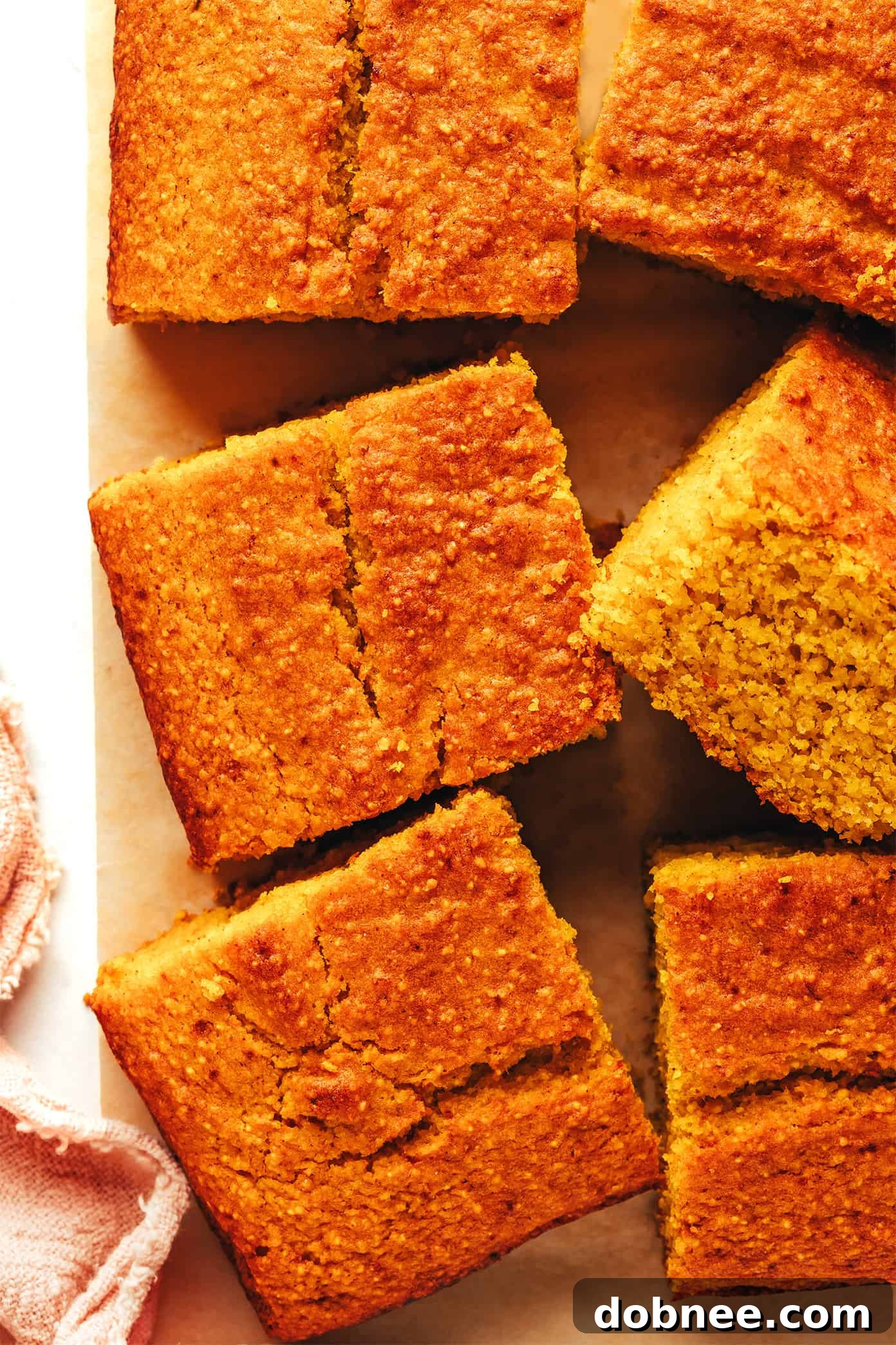 An overhead shot of a freshly baked pumpkin cornbread, steam gently rising, sitting on a cooling rack, implying it's just out of the oven and perfectly golden-brown.
