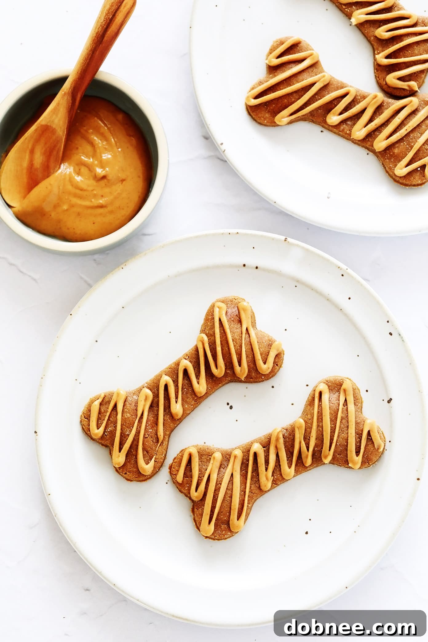 A tray of freshly baked peanut butter banana dog treats
