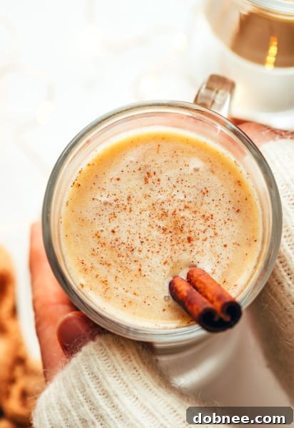 A freshly made Hot Buttered Rum cocktail, garnished with a cinnamon stick, ready to be enjoyed.
