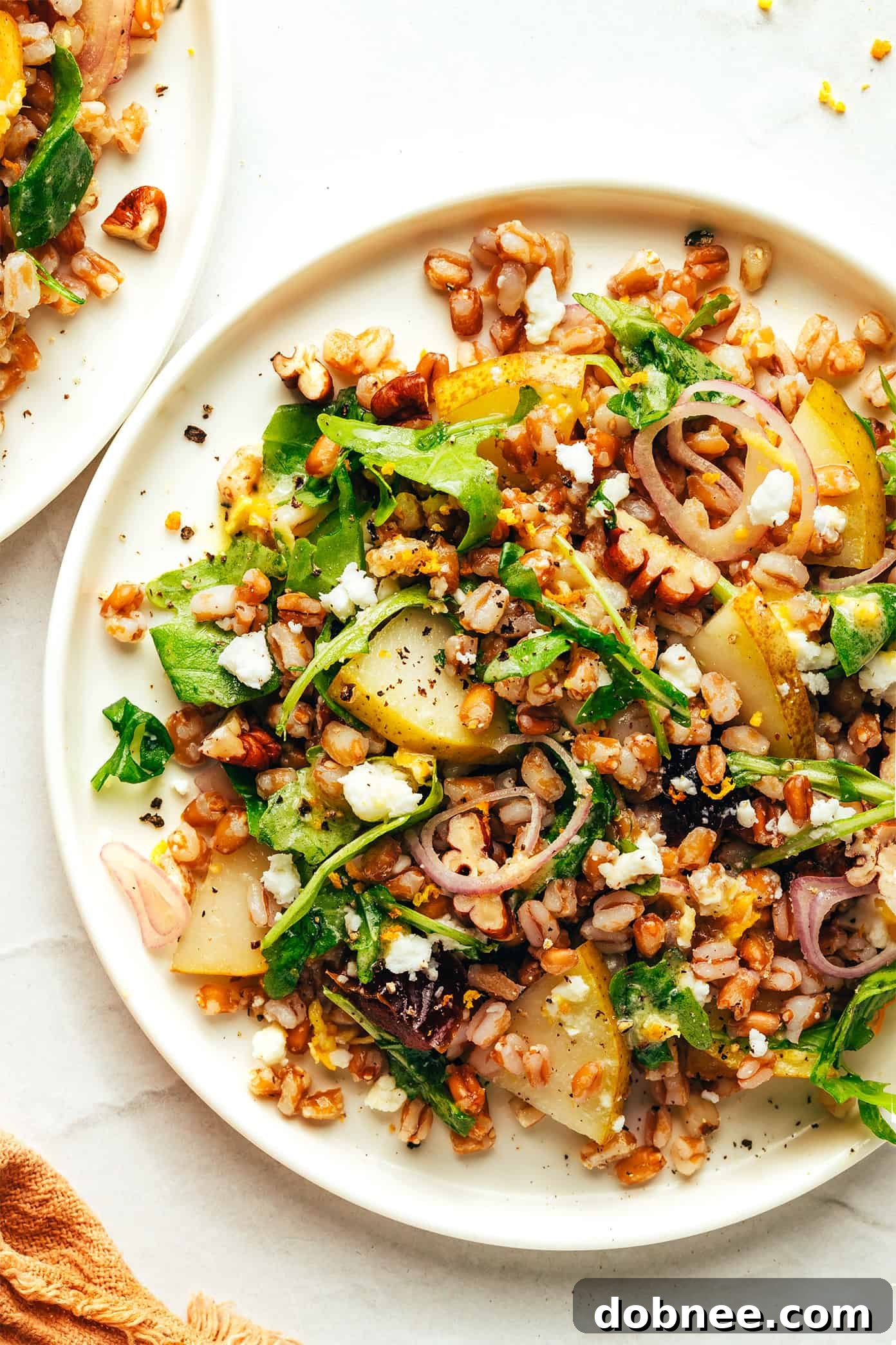 Delicious Winter Farro Salad with seasonal ingredients