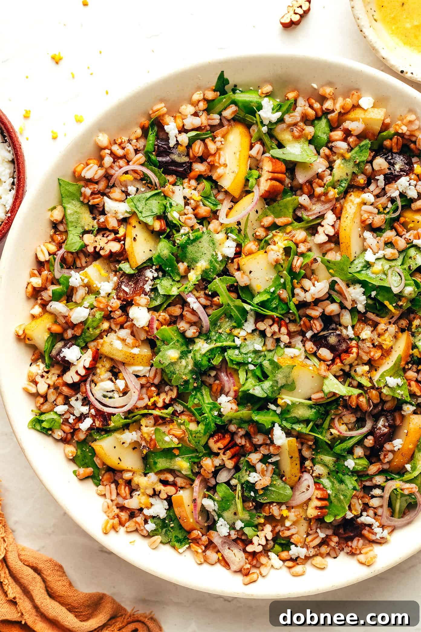 Serving bowl of Winter Farro Salad