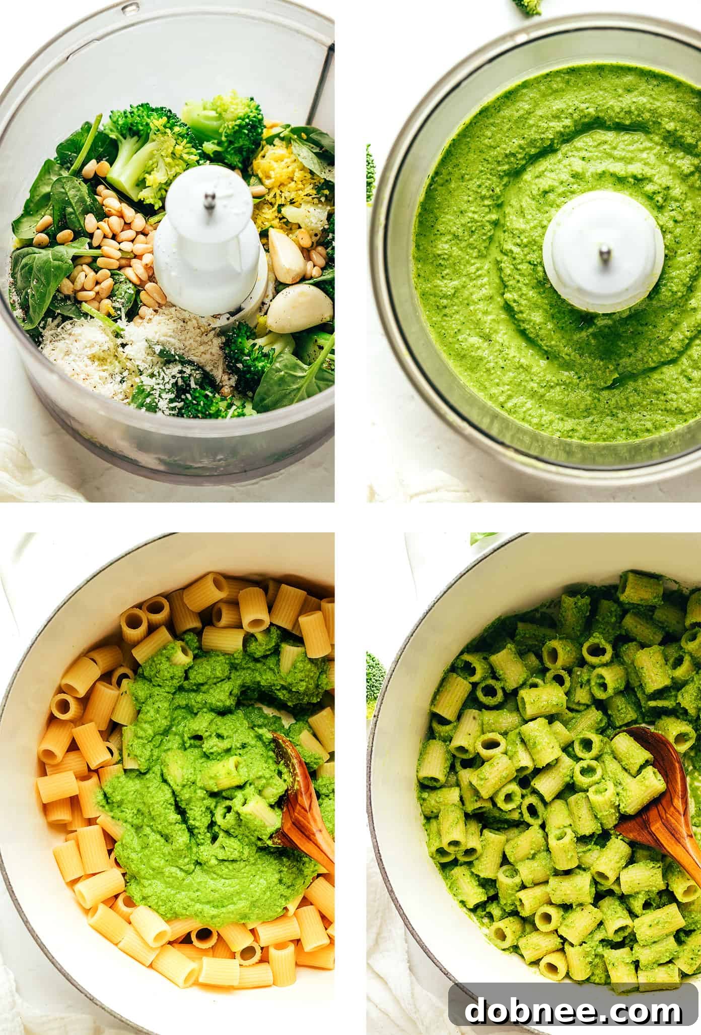 A serving of Lemony Broccoli Pesto Pasta in a bowl, showing the creamy green sauce and perfectly cooked pasta.