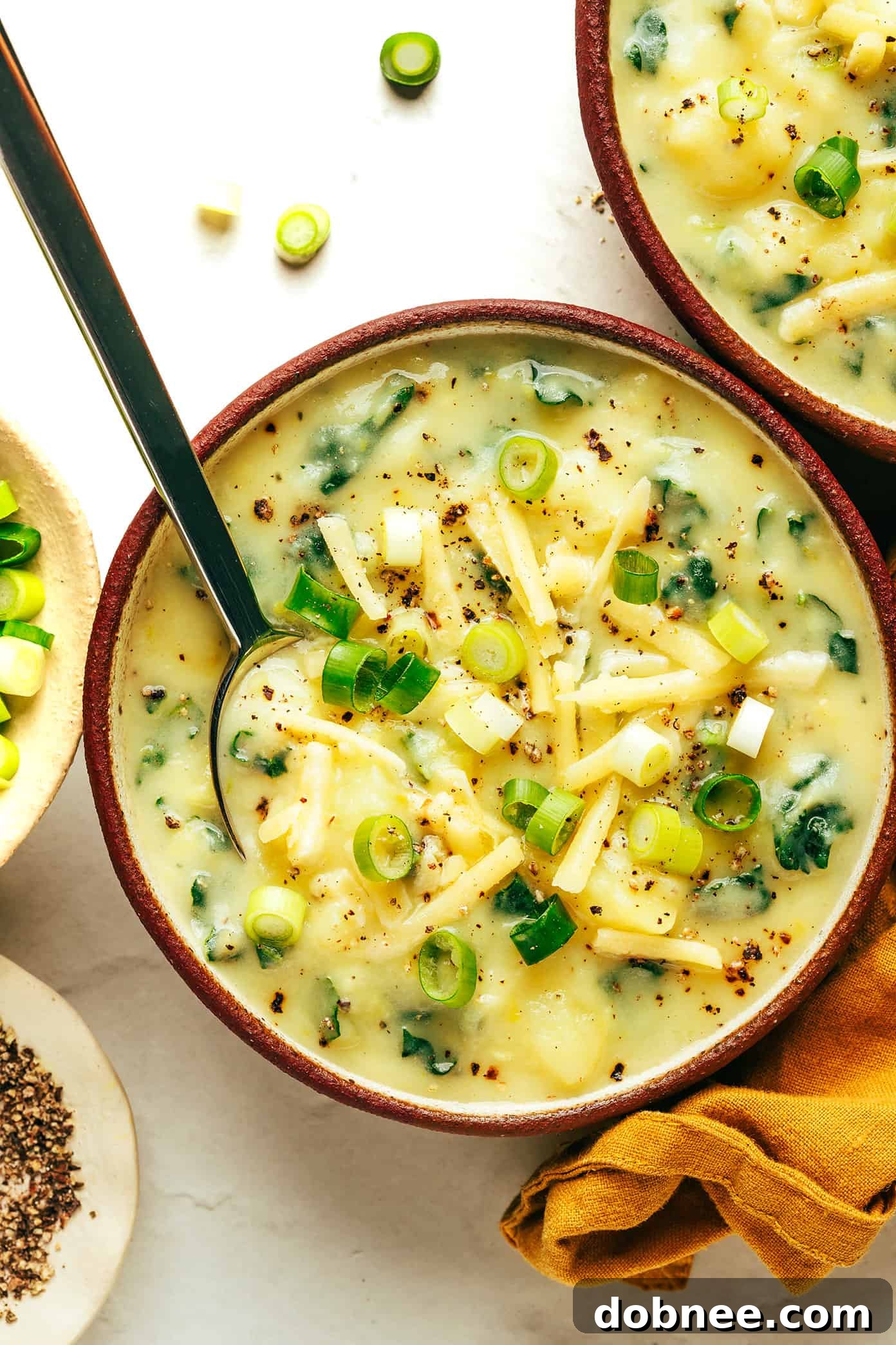 Colcannon Soup with a spoon