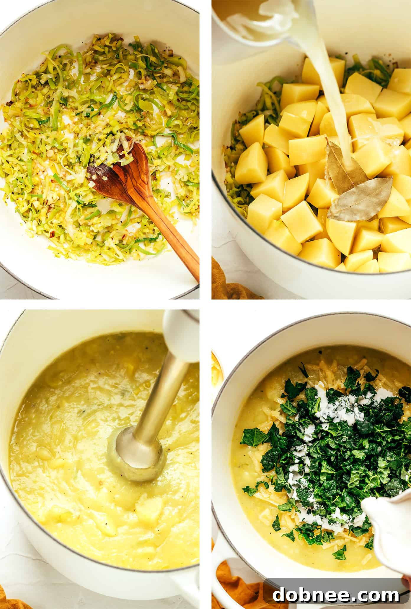 Cooked Colcannon Soup with toppings