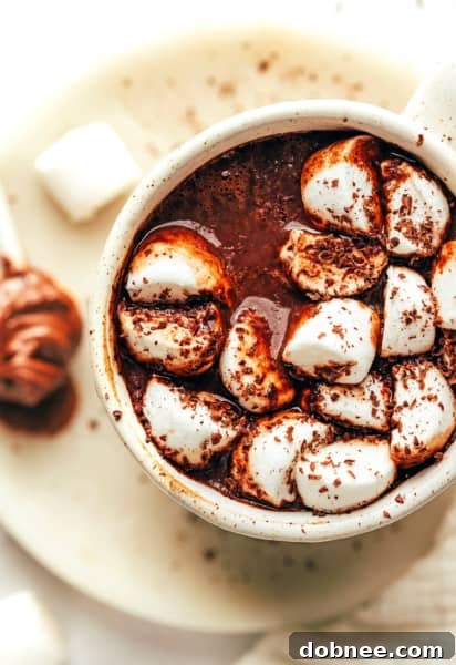 A frothy mug of Nutella Hot Chocolate, ready to be enjoyed.