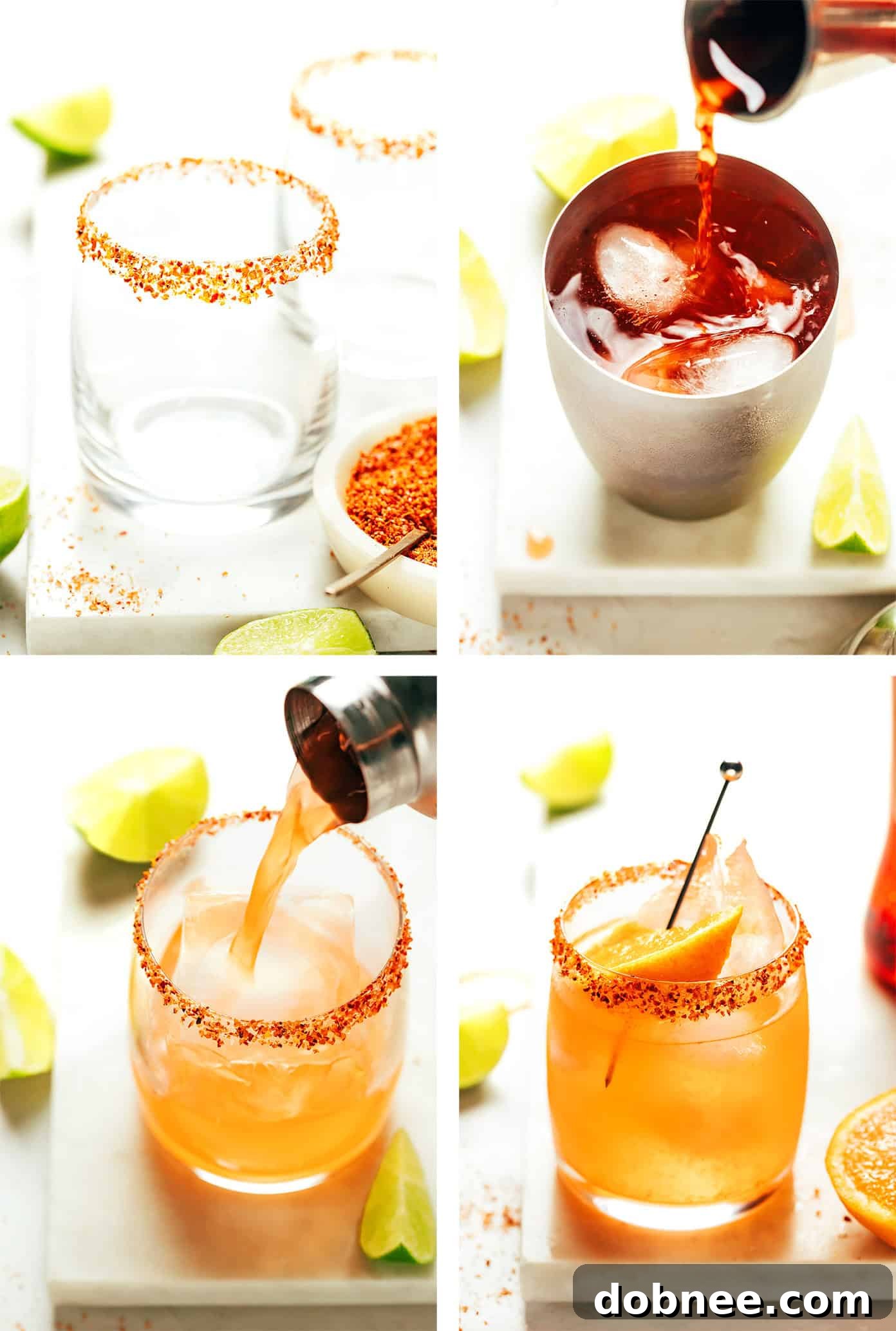 Ingredients for Aperol Margarita: tequila, Aperol, lime, and a lime juicer.