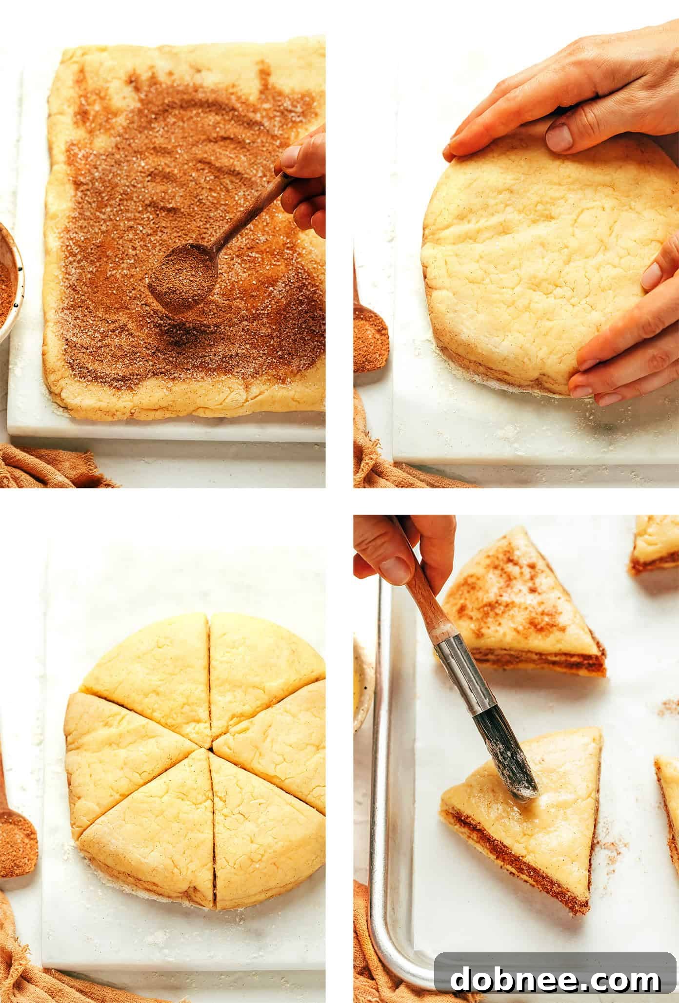 Fragrant Cardamom Scones 5 Dough being folded with cinnamon sugar