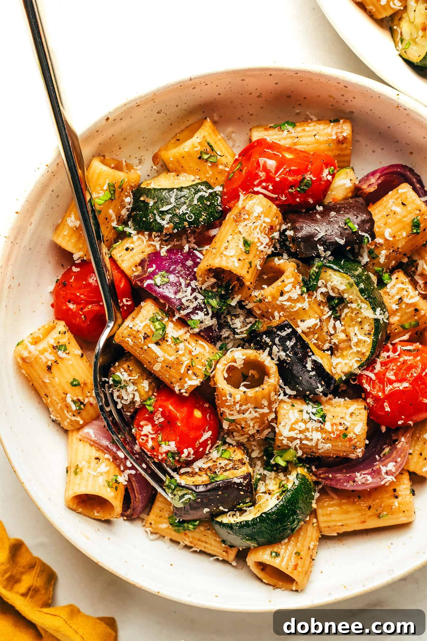 Roasted Vegetable Pasta with colorful ingredients